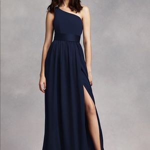 Vera Wang One Shoulder Dress with Satin Sash